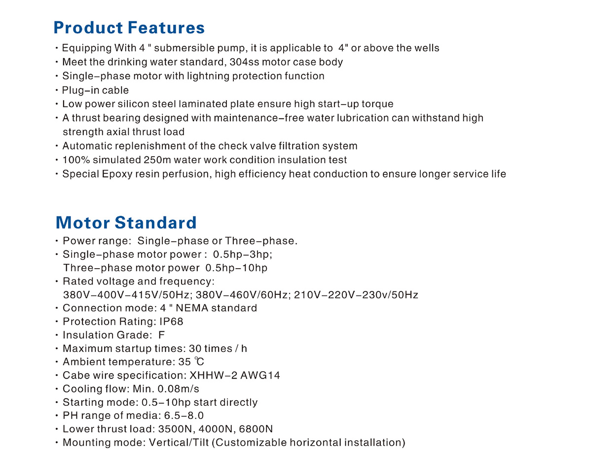 4 inch Water Cooling Encapsulated Submersible Motor